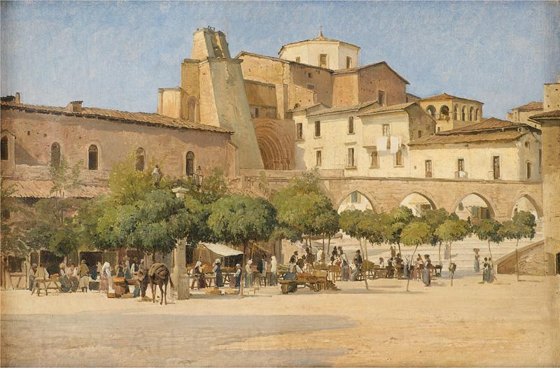 Edvard Petersen Torvet i Sulmona oil painting by Edvard Petersen